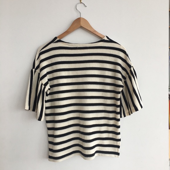 Madewell: Black/Cream Striped Bell Short Sleeve - Picture 7 of 7